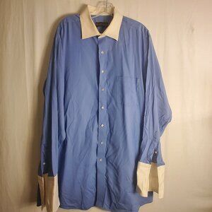 Donald Trump Blue/White Collar/Slv Signature Collection Mens Dress Shirt Sz 18